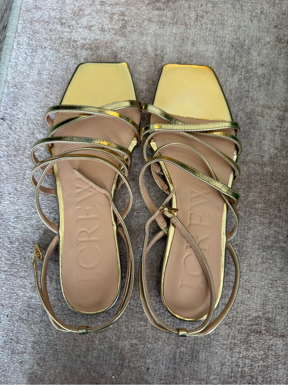BRAND NEW! JCREW Capri Strappy Sandals in Gold Metallic Leather, Size 8